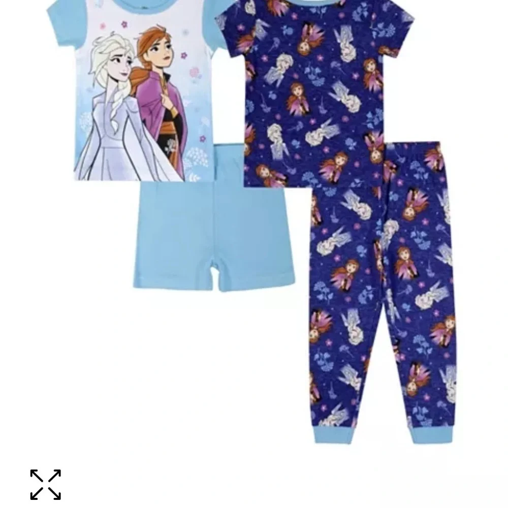 Frozen Toddler Girls Short Sleeves Pajama Set, 4 Piece Girl